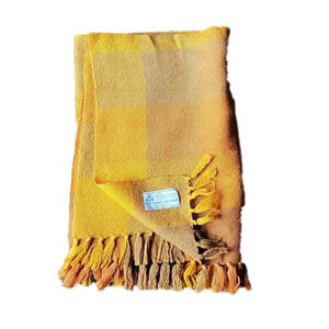 100% wool handwoven plaid throw blanket | The Three Weavers | EUC Like New